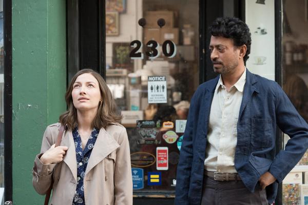 Left to right: Kelly Macdonald as Agnes and Irrfan Khan as Robert. Photo by Linda Kallerus, courtesy of Sony Pictures Classics