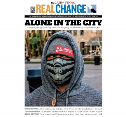Smurf, who is visiting from Detroit, said he had just spent $15 on his mask. Smurf and others were the subjects of street photographer Mark White’s late-March photo essay, which begins on page 5.