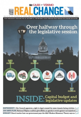 Photojournalist George P. Hickey took this photo of the Washington Capitol in January. The data sums up the governor’s proposed budget. Find more about the budget on page 5 and anti-poverty legislation on page 6.