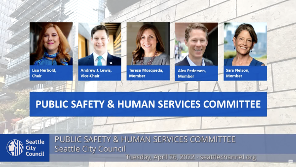 Side-by-side headshots of five City Council members who make up the Public Safety Committee