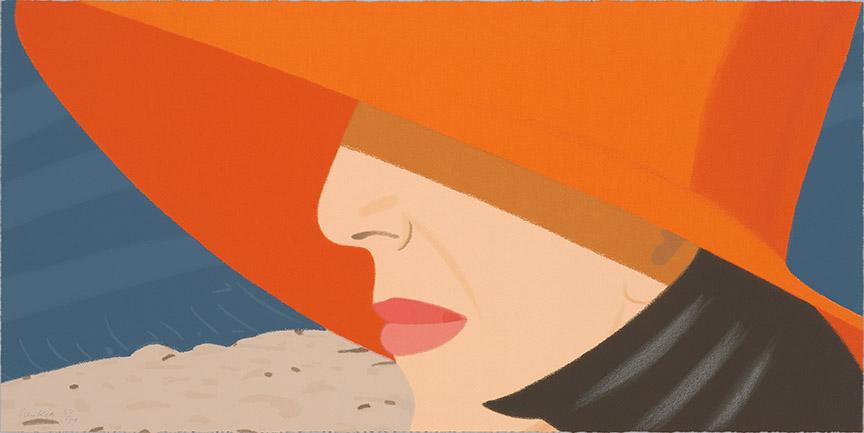 "Alex and Ada, the 1960's to the 1980's: Orange Hat" by Alex Katz, 1990, screenprint, 18 x 36 in. Art © Alex Katz/Licensed by VAGA, New York, NY