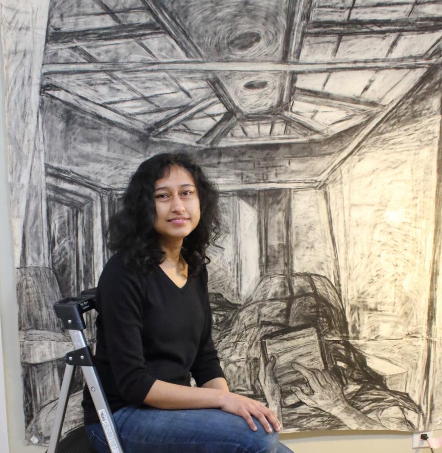 Shruti Ghatak took up painting fulltime after emigrating from India. Photo by Dave Parish