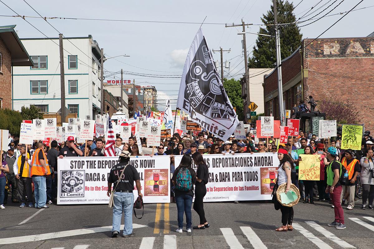For the past 17 years, workers and organizations have gathered to march for workers’ rights on May 1. File photo by Daniel Bassett,  2015