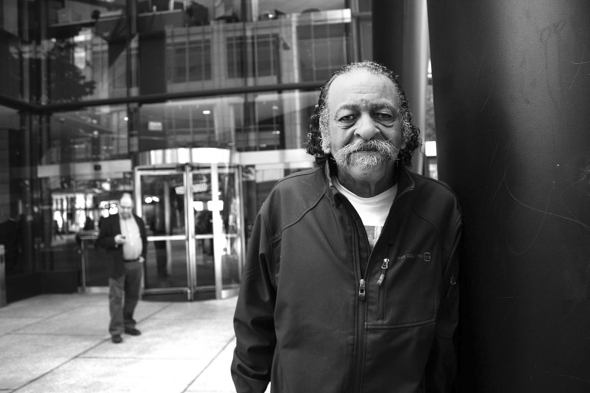 Charles Pannell, 71, is a janitor who cleans the Wells Fargo Building on Third and Marion. Unionized janitors are in negotiations with janitorial companies over a new contract.