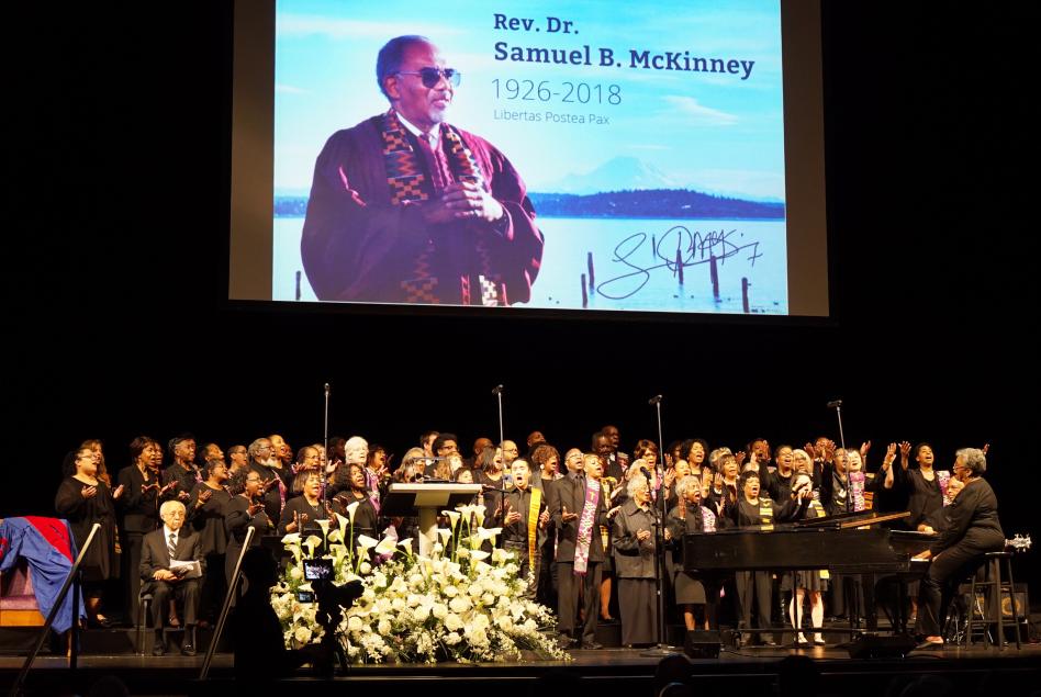 The memorial service for Rev. Dr. Samuel McKinney was held at McCaw Hall in Seattle. Photo by Marcus Harrison Green
