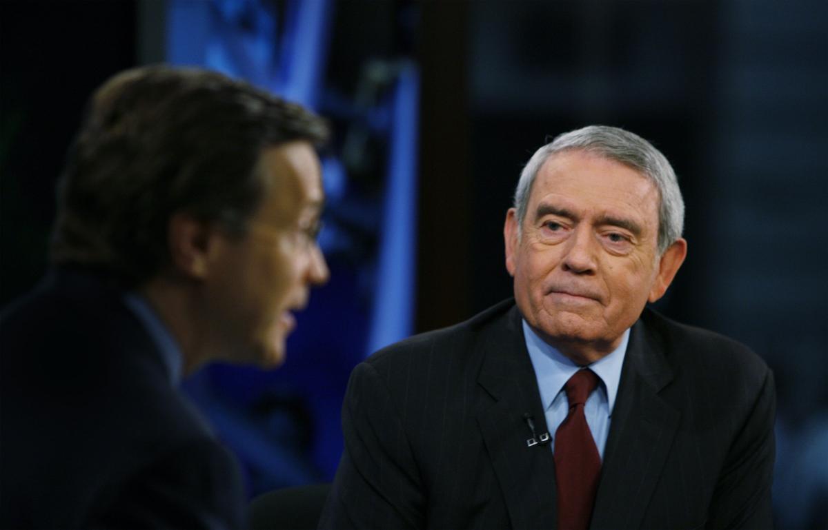 Television journalist Dan Rather, right, addresses his views on the state of TV news on the Fox News Channel show, "Your World," with David Asman in New York in 2007