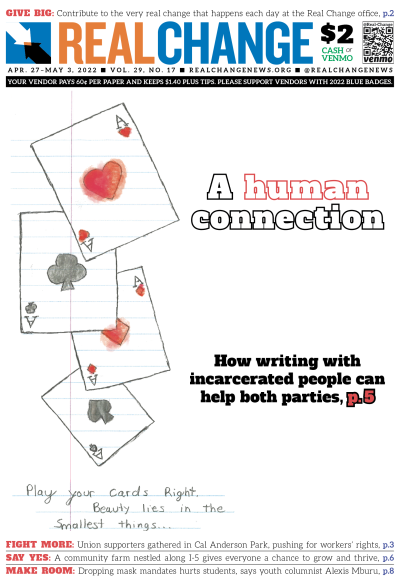 Drawing of four playing cards, next to heading, "A Human Connection"