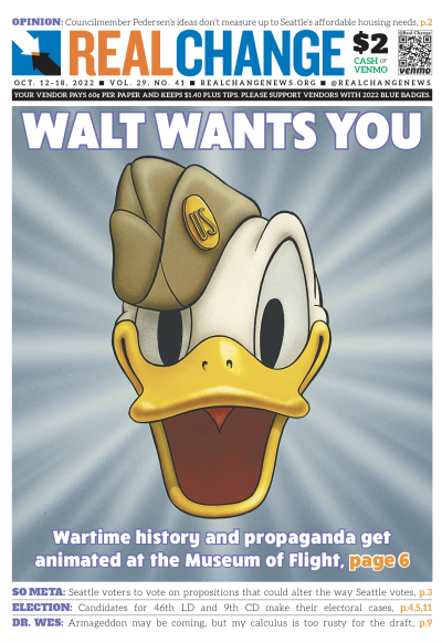 Image of Donald Duck's face in US Army hat with "Walt Wants You"