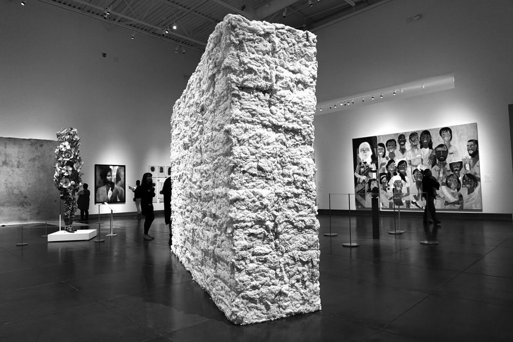 "Untitled #25," Leonardo Drew, cotton and wax, 102 x 33 in, 1992. Drew created an abstract geometric sculpture of raw cotton.