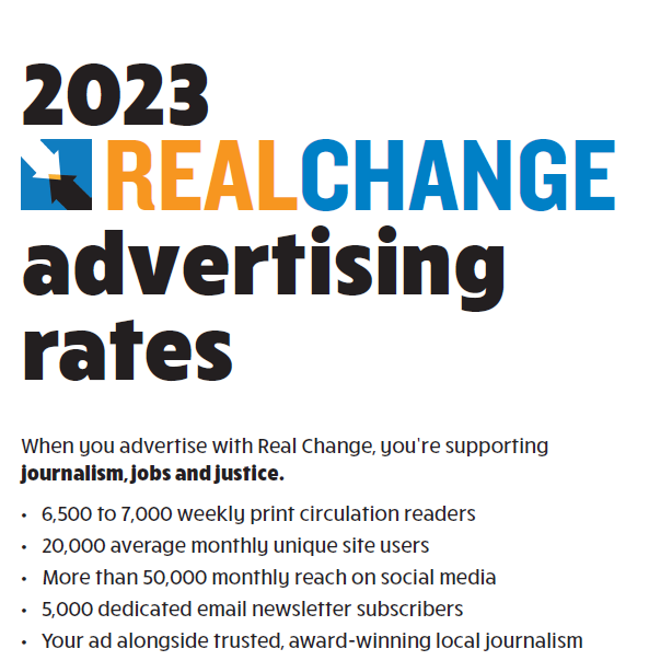 Preview of Real Change 2023 Ads Rate Sheet 1