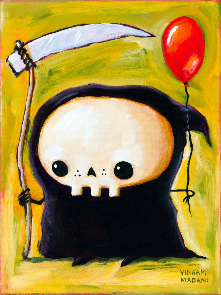 "The Short-Lived Balloon" by Vikram Madan, acrylic on canvas, 9 x 12 in., 2017