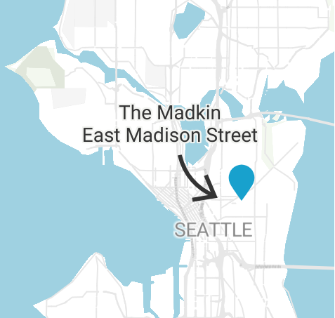 Map showing location of The Madkin apartment building on East Madison Street