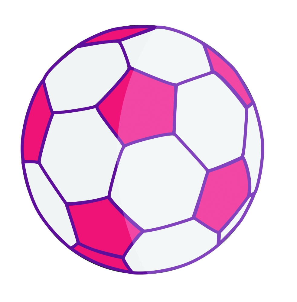 Cartoon drawing of pink and white soccer ball